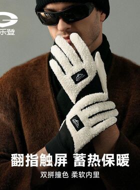 冬季保暖手套男士加厚加绒外出骑行运动防风防寒触屏针织手套DY54
