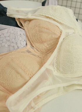 超薄出口韩国不掉肩舒适无钢圈薄棉衬软蕾丝文胸大胸显小内衣特价