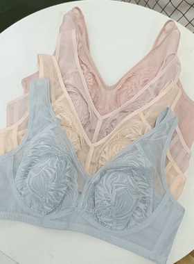 淡雅~后挂扣超薄兔耳朵杯文胸外贸大胸显小侧收可调肓带女内衣