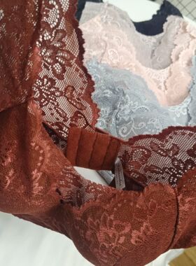 韩国美背无钢圈全蕾丝聚拢上托文胸舒适大码四排扣内衣