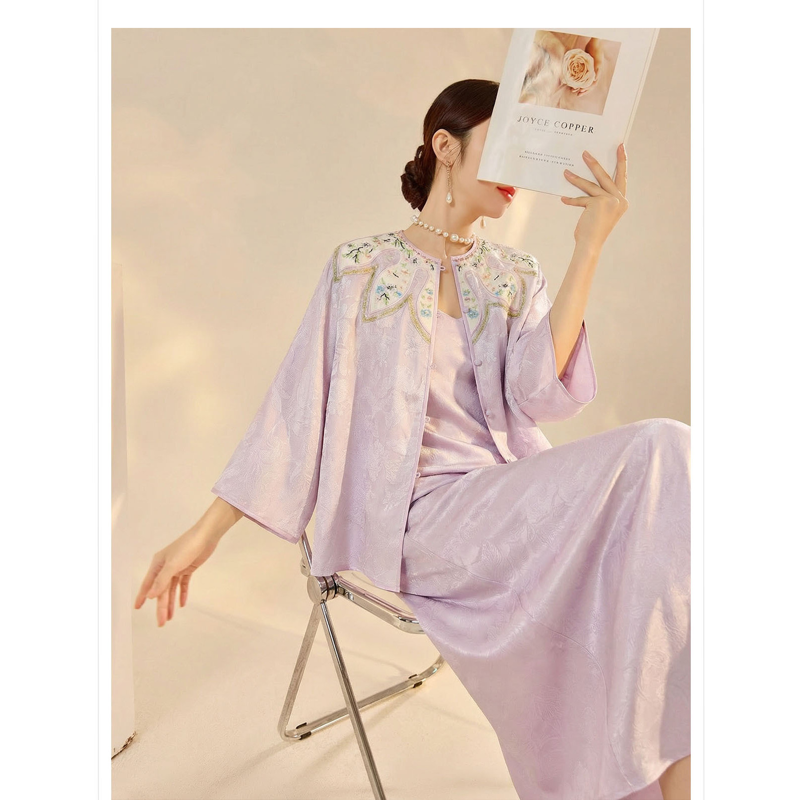 2026春装新款 新中式复古盘扣拼接刺绣提花改良唐装汉服外套上衣