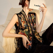 国风重工刺绣拼接网纱真丝改良唐装 新中式 马甲马夹 新款 2025夏装