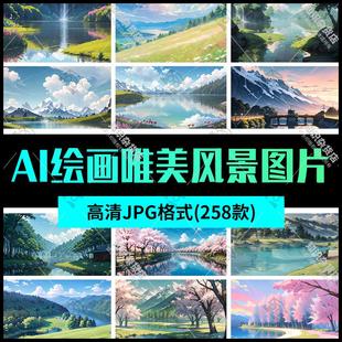 AI繪畫唯美風景場景景色高清圖片背景JPG美術繪畫設計素材圖案