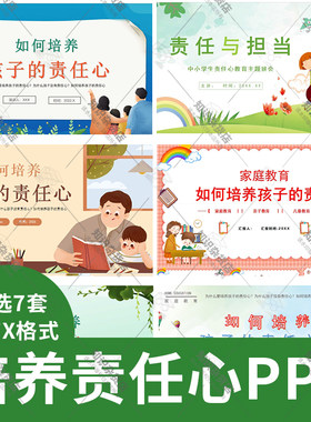 培养孩子的责任心PPT模板中小学生责任心特色教育主题班会PPT模板