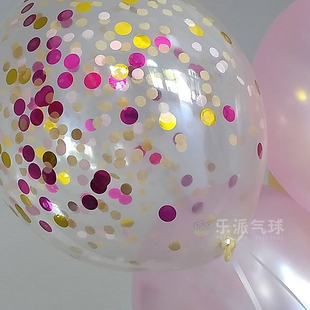圆形金银色玫瑰金亮片confetti五彩纸屑节日派对纸片婚房装饰气球