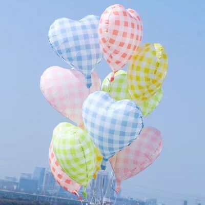 18寸爱心格子铝膜气球