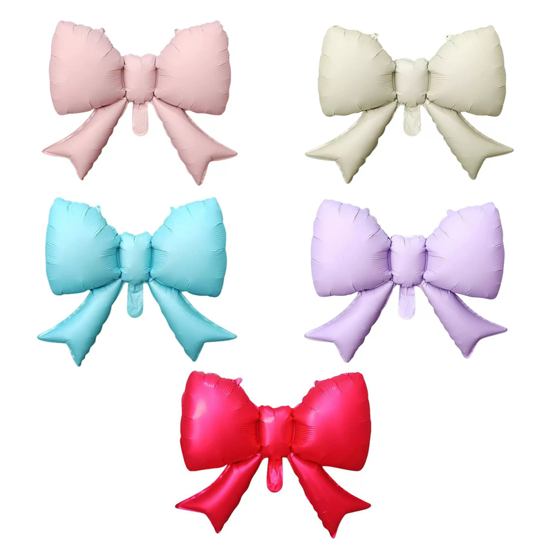 韩系马卡龙色蝴蝶结铝膜气球