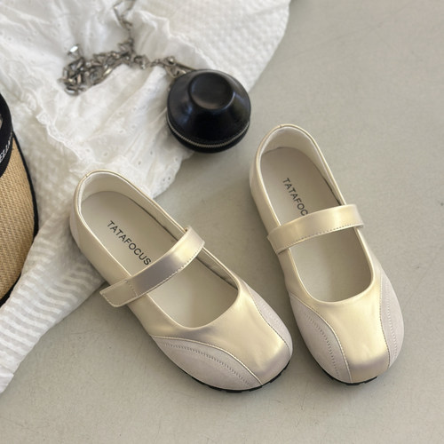 嘟小嘟真皮玛丽珍鞋女2025春新款复古百搭运动风单鞋平底芭蕾舞鞋