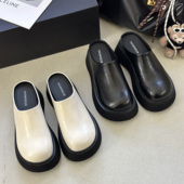 小个子增高拖鞋 松糕厚底穆勒鞋 厚底包头半拖女2026春季 嘟小嘟韩版