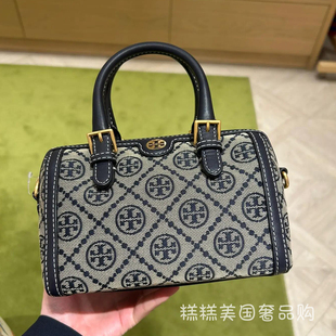 美国正品TB女包波士顿包Monogram提花刺绣手提迷你酒桶包枕头包