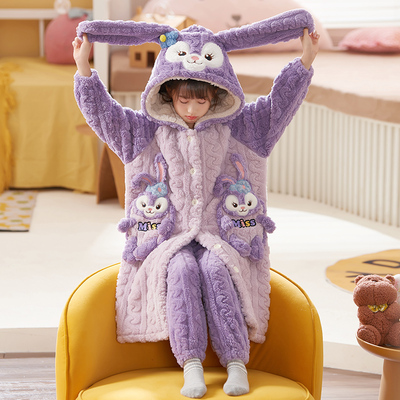 星黛露儿童睡衣秋冬款法兰绒女孩