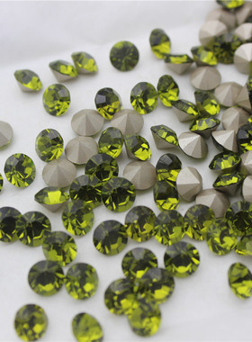 进口美饰玛尖底圆形水钻美甲钻橄榄绿指甲饰品DIY配件补钻堆钻球