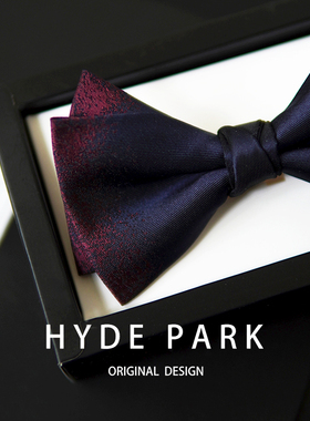 海德公园《深海玫瑰》原创结婚礼伴郎酒红色蓝色渐变新郎高档领结