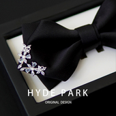 闪钻新郎黑色领结婚礼男士 海德公园 花锦 高级感领花