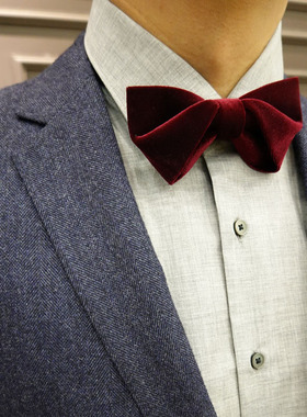 海德公园结婚婚礼新郎伴郎年会酒红色藏蓝色黑色金丝绒男士领结