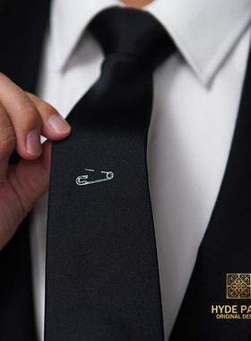 海德公园《别针》原创商务休闲英伦韩版简约职业潮流黑色男士领带