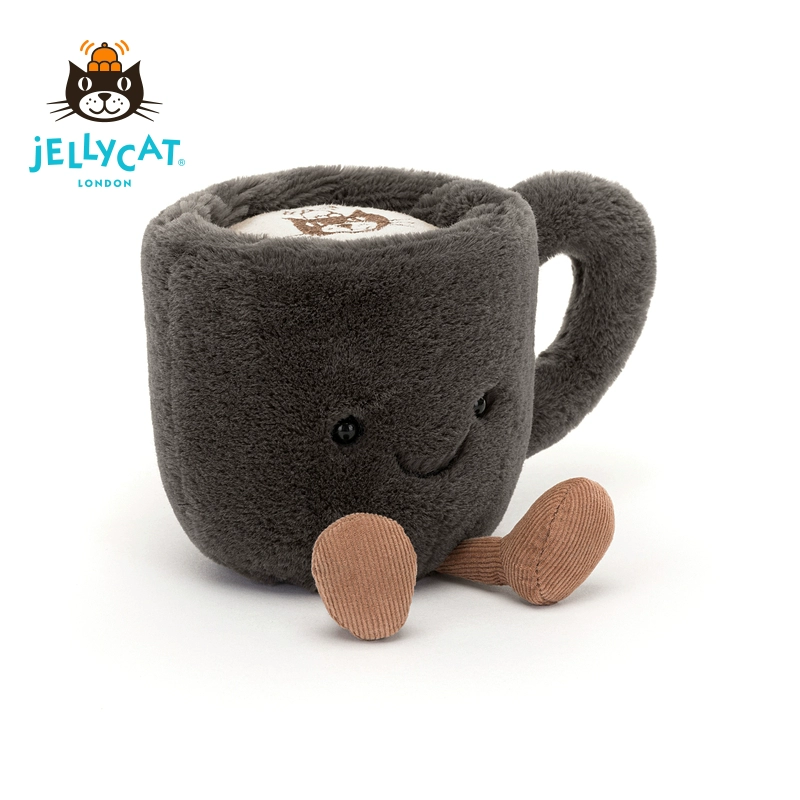 英国Jellycat趣味咖啡杯毛绒玩具安抚玩偶柔软公仔娃娃送生日礼物