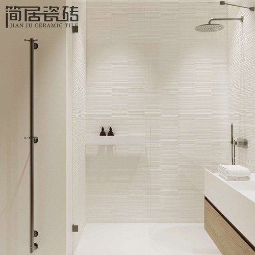 轻奢风全通体奶油白厨卫格珊瓷砖