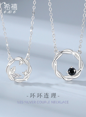 花环情侣项链一对925银小众设计简约轻奢款锆石连理枝锁骨链吊坠