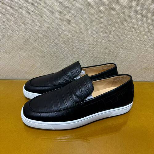 cl andgz红底鞋皮鞋黑鳄鱼纹休闲铆钉婚鞋乐福鞋男女情侣款商务鞋