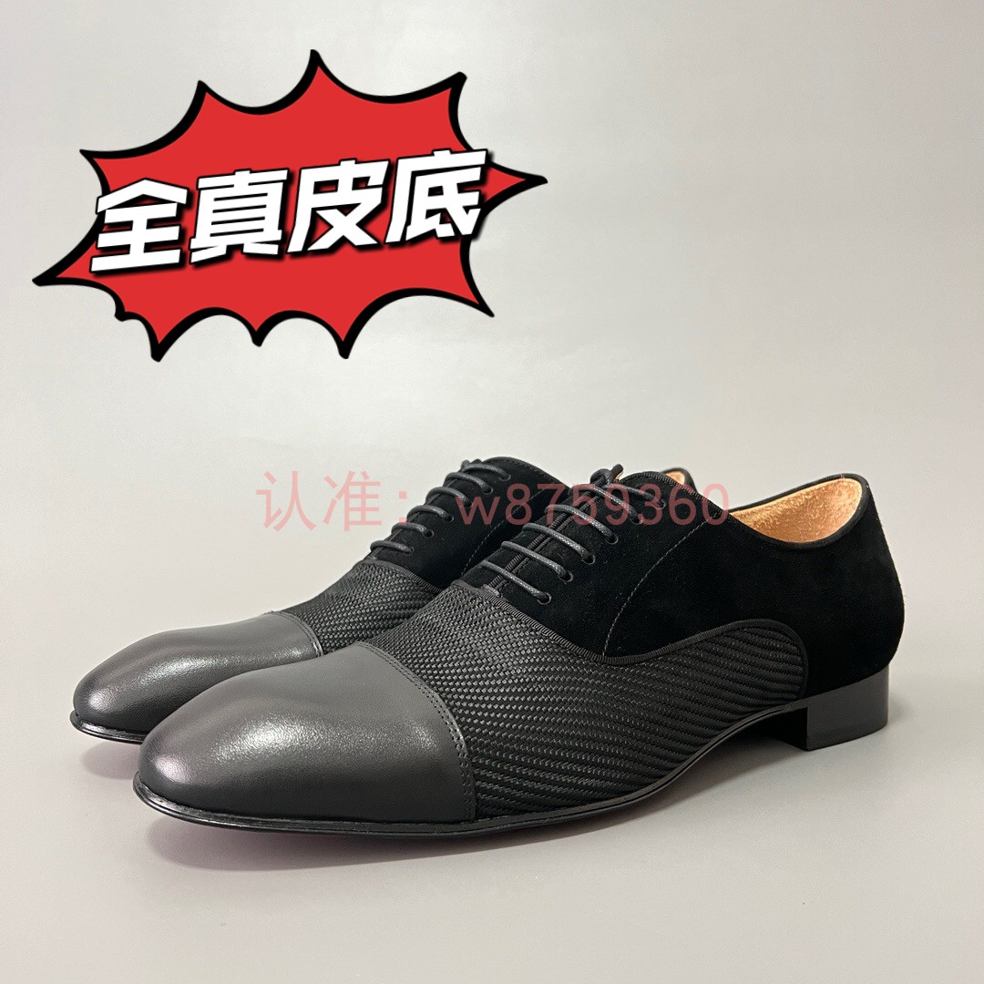 cl andgz红底鞋皮鞋黑色拼皮男士正装皮鞋绅士商务鞋婚鞋牛津男鞋