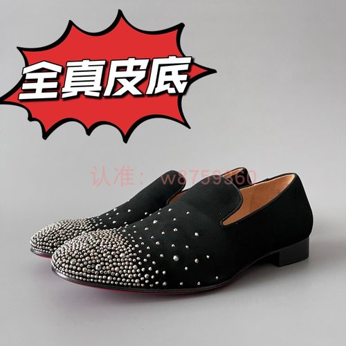 cl andgz红底鞋皮鞋黑色烫水钻乐福皮鞋绅士商务鞋婚鞋牛津男鞋