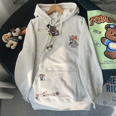 纸袋家冬季毛圈狐狸兔子连帽卫衣