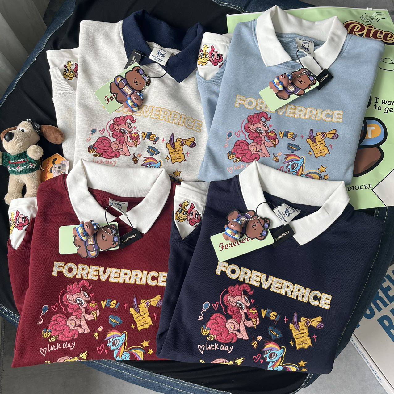 小马宝莉刺绣假两件翻领卫衣