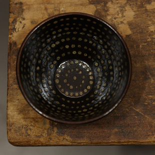 空寂之美 吉州窑点彩黑釉瓷原矿釉满天星主人茶盏 约120ml 8.5