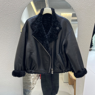高级感西服领加绒厚夹克 时尚 两面穿皮毛厚外套小仙女2025冬季 新款