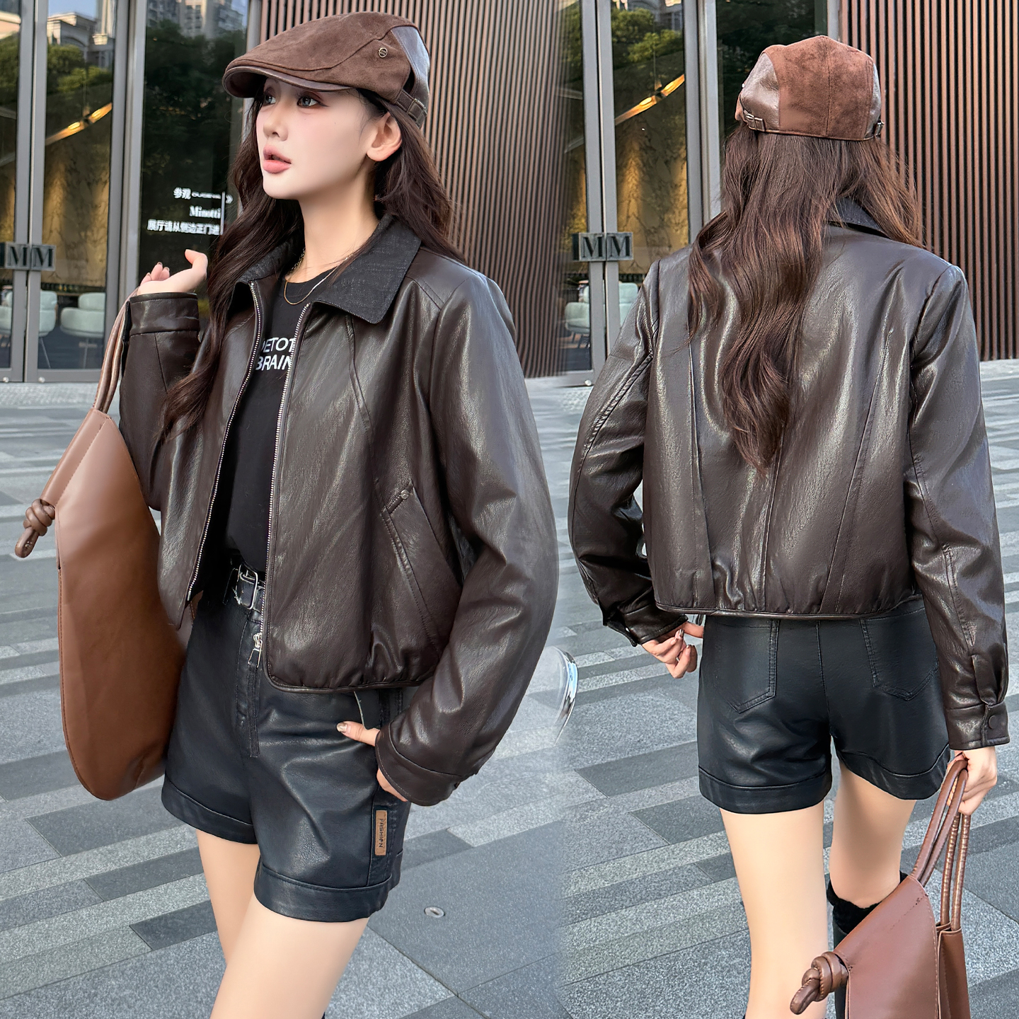 加绒加棉皮夹克女2025冬季新款