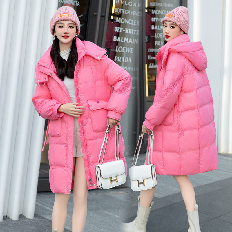 小香风中长款羽丝服女2024冬季