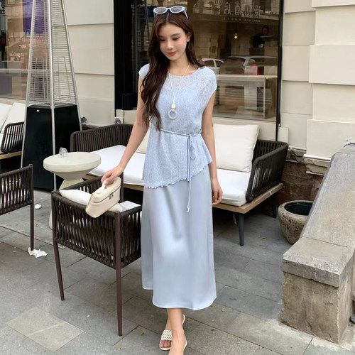 夏季小仙女蕾丝吊带裙两件套
