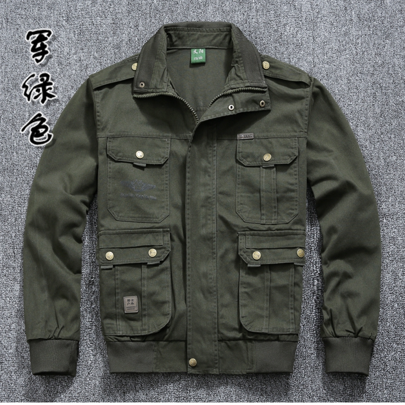 斜纹棉宽松夹克多口袋户外工装