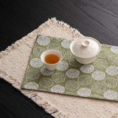复古香云纱茶席防水双面古朴垫布