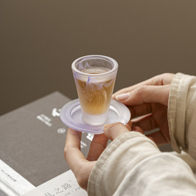 透明精致家用杯子家用品茗杯紫色渐变琉璃复古茶杯套装茶具单杯子