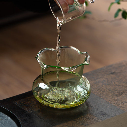 高硼硅玻璃花口建水茶渣桶