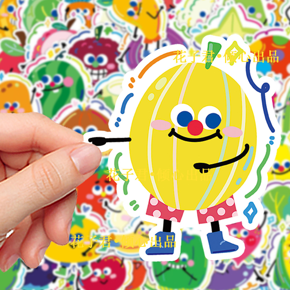 100张蔬果贴纸ins风小清新卡通可爱搞怪趣味小表情diy手账贴画