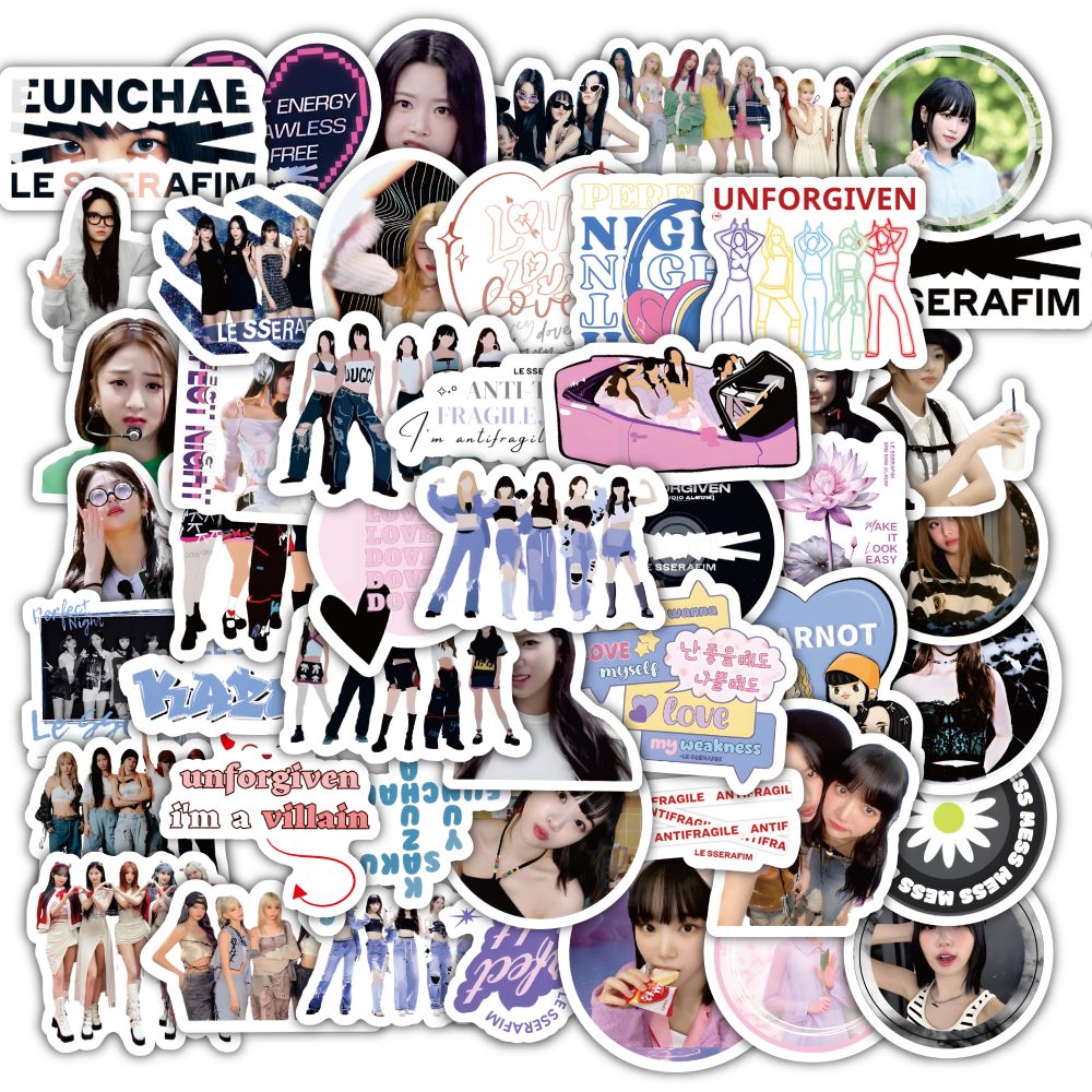 120张女团LE SSERAFIM贴纸ins风高颜值明星周边装饰