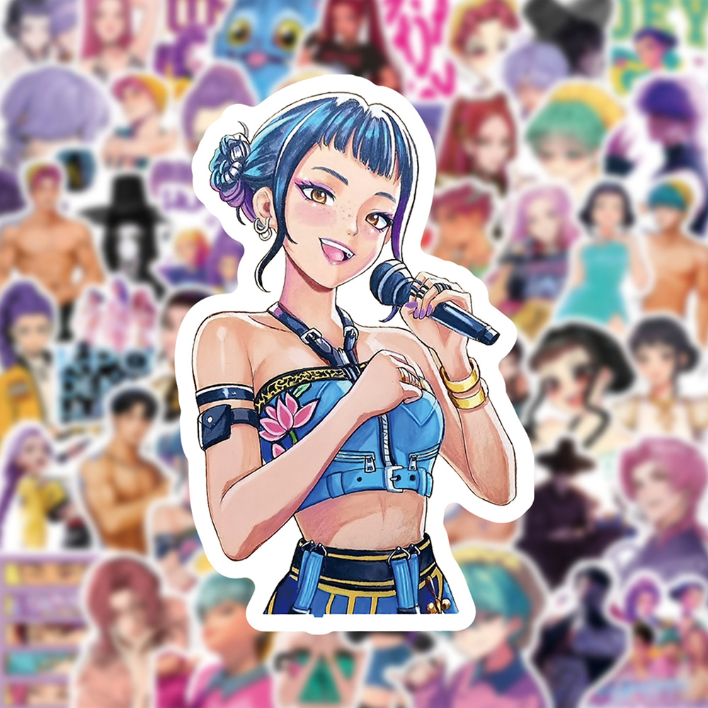 100张新款猎魔女团贴纸ins卡通高颜值二次元人物周边贴画diy桌面