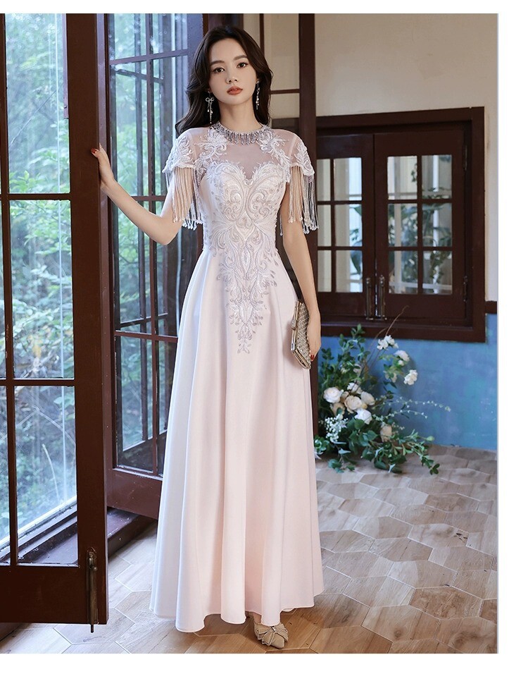 法式晚礼服女2026新款高级感轻奢小众敬酒服新娘结婚晨袍流苏长裙