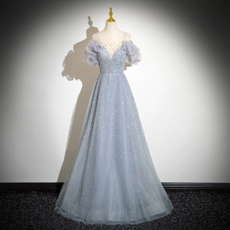 法式晚礼服纱裙女2026新款高级感高端轻奢小众婚纱主持人秋冬艺考