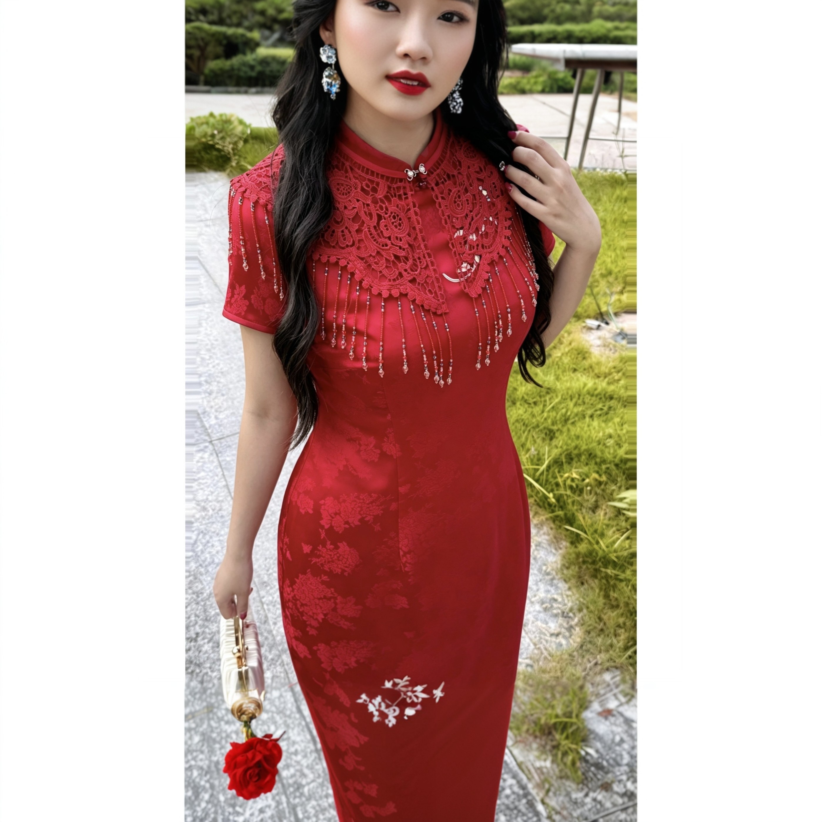 2026新款红色旗袍复古气质连衣裙女夏季新大码胖MM孕妇敬酒服长裙
