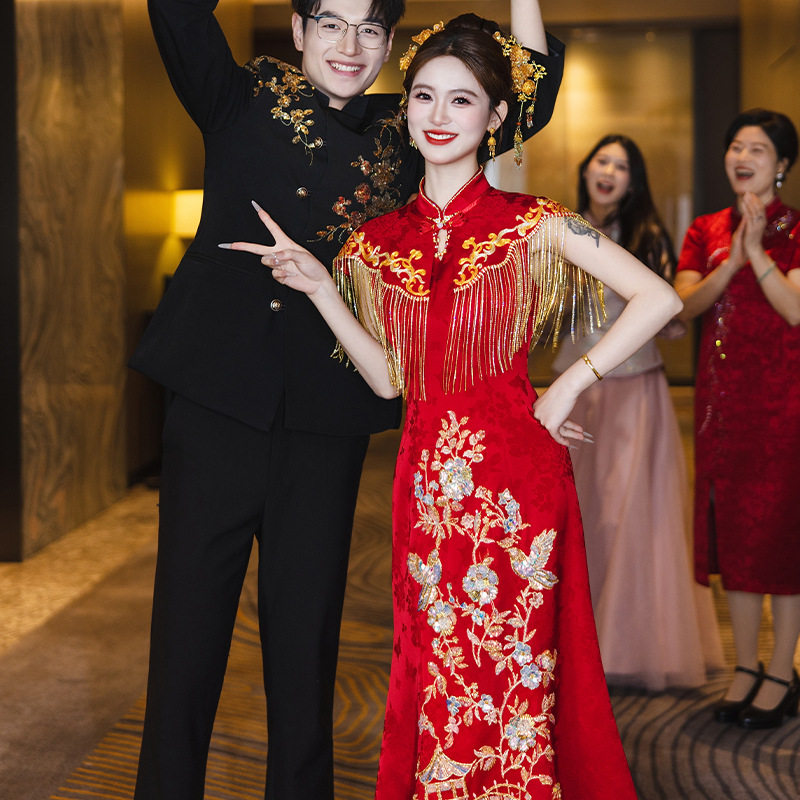 新中式旗袍新娘女结婚礼服2026新款夏龙凤褂秀禾服婚服轻奢敬酒服