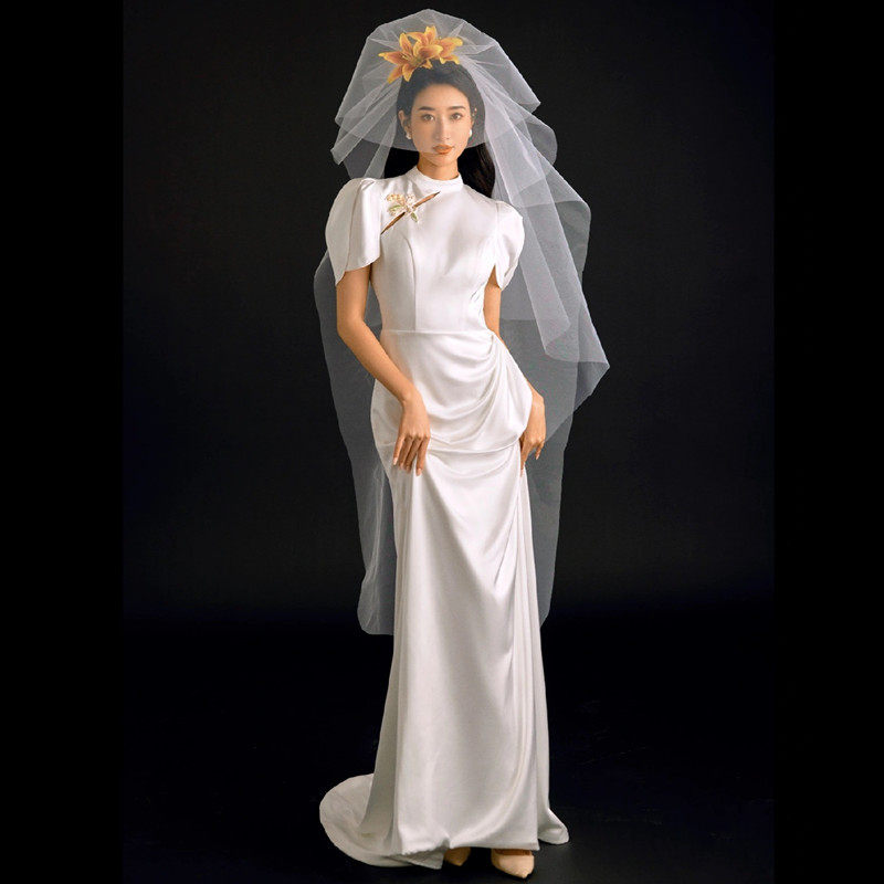 2025新款新中式婚纱礼服女高级感订婚宴敬酒服新娘结婚晨袍连衣裙