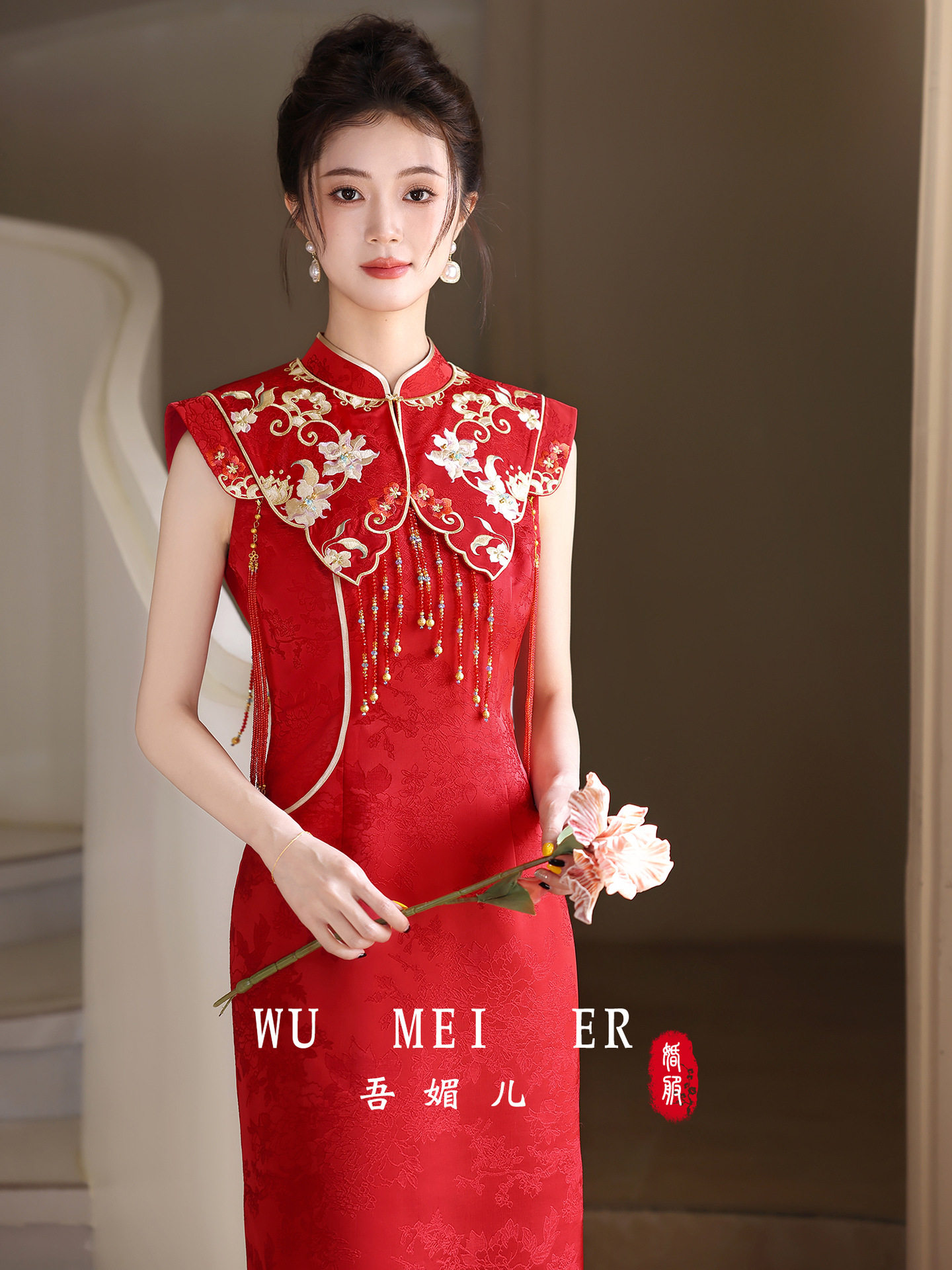 2026新款新中式订婚结婚礼服女夏季高级感轻奢红色旗袍敬酒服新娘