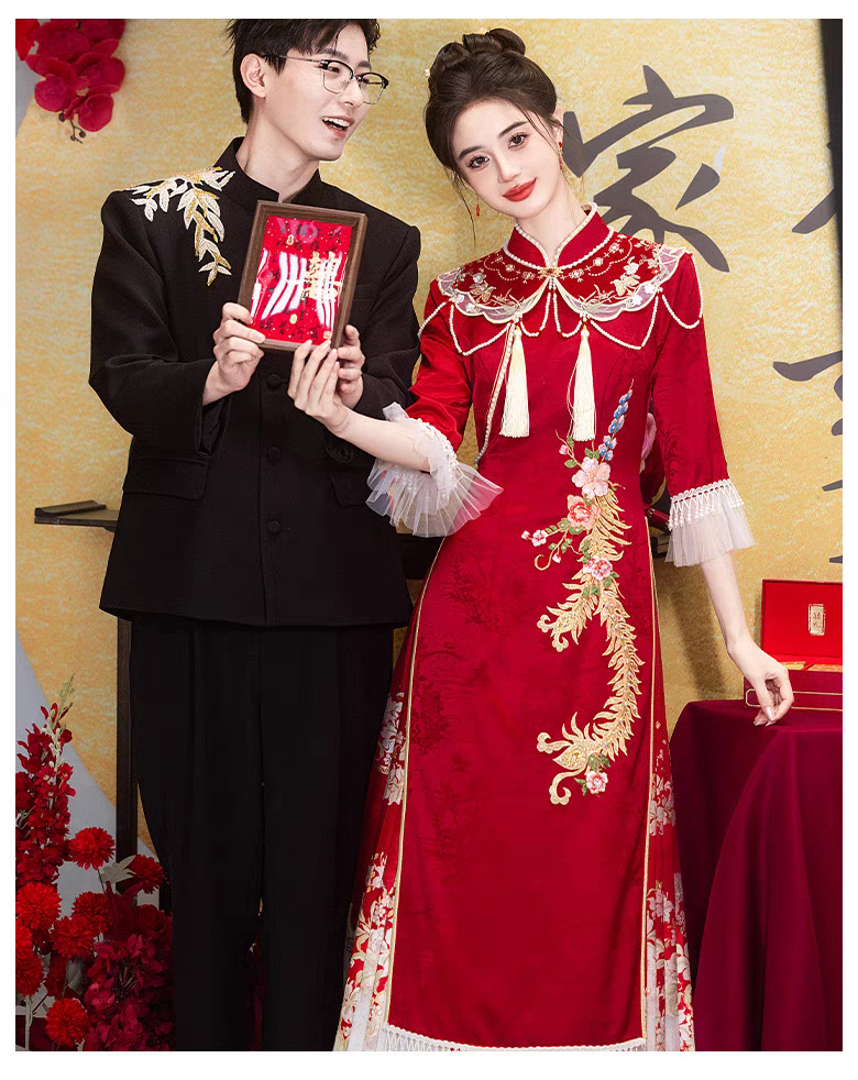 新中式敬酒服改良旗袍2025新款红色订婚礼服马面裙套装婚服春婚礼
