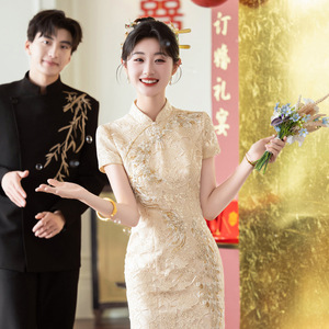 鱼尾晚礼服订婚礼服宴会敬酒服