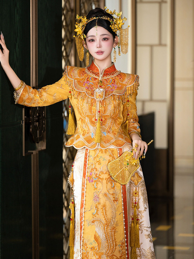 奢华金色龙凤褂婚服秀禾服新娘2026新款结婚中式出阁敬酒礼服嫁衣