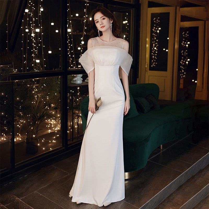 晚礼服女2026新款气场女王宴会白色生日礼服鱼尾长款名媛晚礼服裙